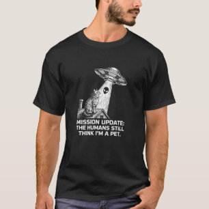 Camiseta Atualização da Missão do Gato Alien Engraçado Abdu