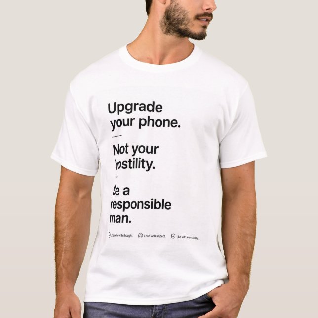 Camiseta Atualize seu telefone homem responsável (Frente)