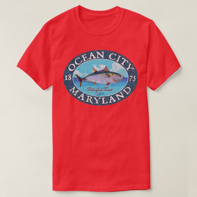 Camiseta Atum Atum-Atum-do-mar Oceano-Maryland (Frente do Design)