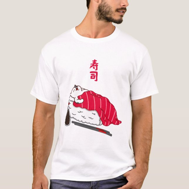 Camiseta Atum-de-gato dormindo Sushi (Frente)