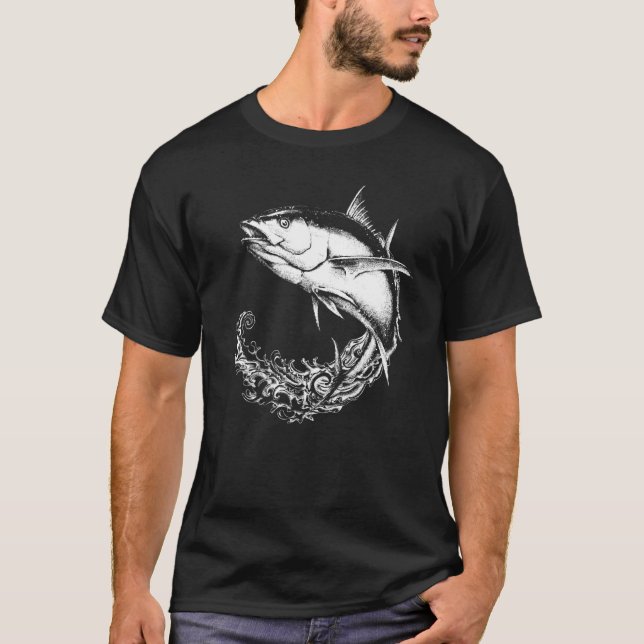 Camiseta Atum do Oceano Saltitante Para Pescadores Que Amam (Frente)