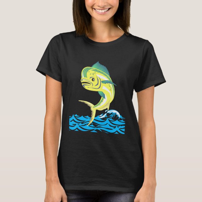 Camiseta Atum Mahi Mahi Pescadores de peixe marmorense salg (Frente)