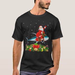 Camiseta Atum Peixe Sobrevoado Xmas Papais noeis Engraçados