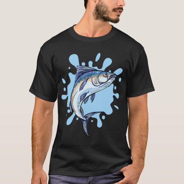 Camiseta Atum Rabo Azul e respingo ao fundo (Frente)