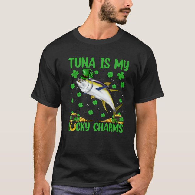 Camiseta Atum são minhas sortudas Ruas de atum. (Frente)