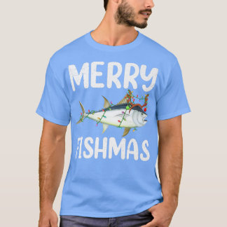 Camiseta Atuneiros Pescados Sobre O Xmas Luzes Rebeldes Aqu