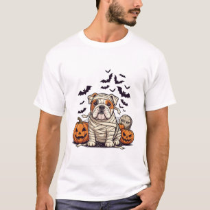 Camiseta Au Au RIP Mamãe Bulldog Abóboras Morcegos Lápide