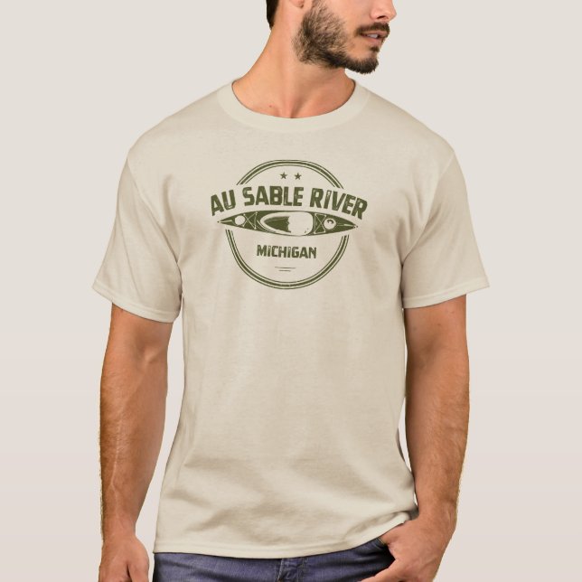 Camiseta Au Sable River Michigan Kayaking (Frente)
