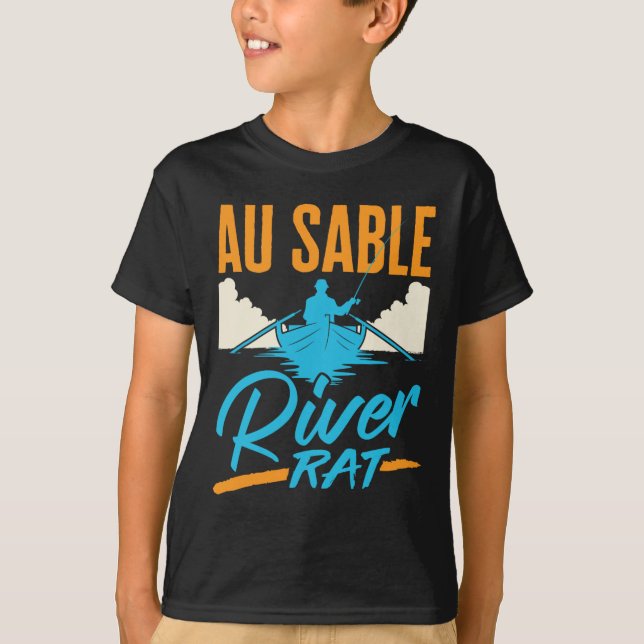 Camiseta Au Sable River Rat Rafting Canoeing Fishing Boatin (Frente)