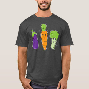 Camiseta Aubergine Carrot Brocolli Veggies Vegan Funny Vege