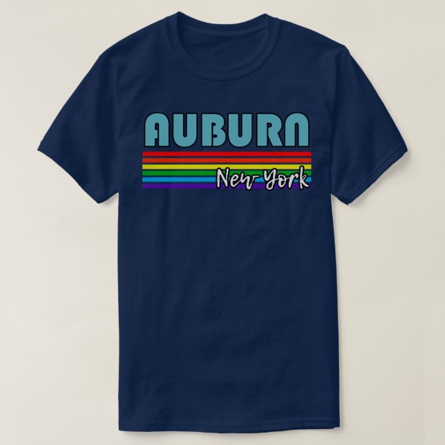 Camiseta Auburn New York Pride Auburn LGBT Gift LGBT Supp (Frente do Design)