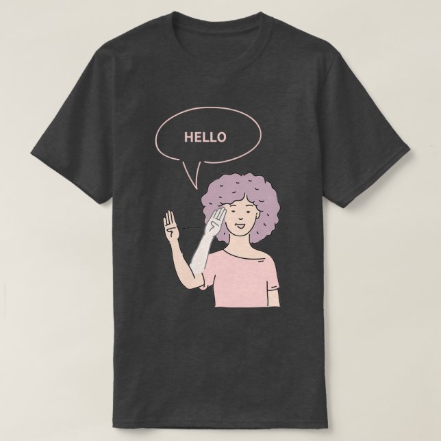 Camiseta Audição Isolada linguagem gestual de saudação (Frente do Design)
