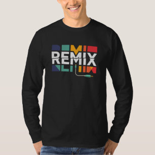 Camiseta Áudio Remix   Gráfico Geométrico Retro de Música D