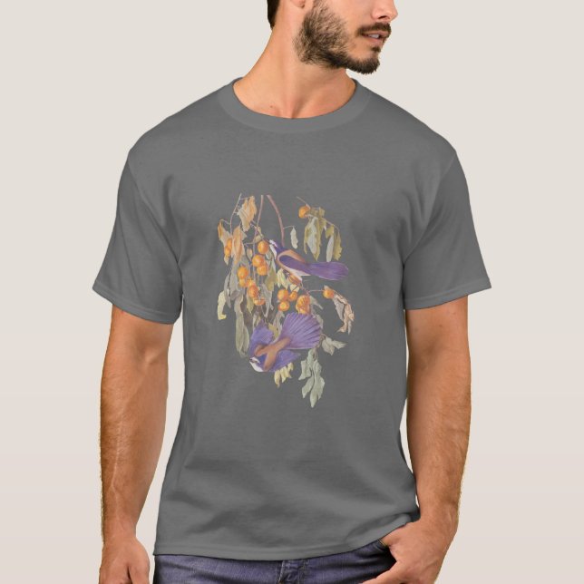 Camiseta Audubon Blue Florida Scrub Jay na laranja Tree (Frente)
