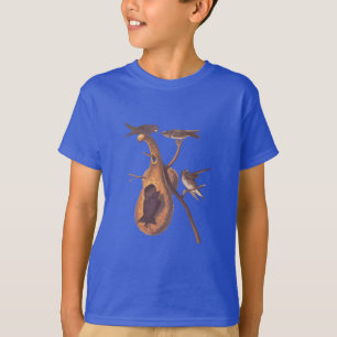 Camiseta Audubon Purple Martin Bird Family Construindo uma