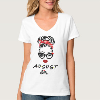 Camiseta August Girl Piscar os olhos Olho Mulher Cara Pisca