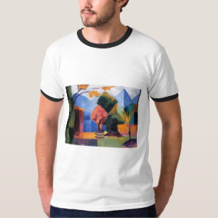 Camiseta August Macke - jardim no óleo do lago 1913 Thuner