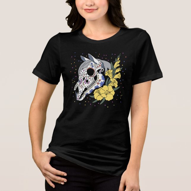 Camiseta August's Gladiolus & Horse Skull (Frente)