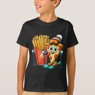 Camiseta Aula de esqui para crianças pizza batata frita esq