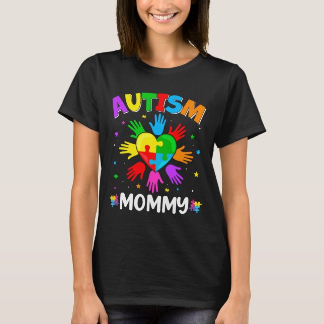 Camiseta Aumentar O Autismo De Mão Advertindo Mamães Corres (Frente)
