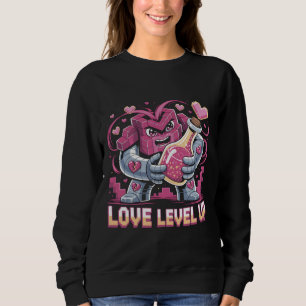 Camiseta Aumente o Nível Amor Voxel Robô Coração Poção Retr