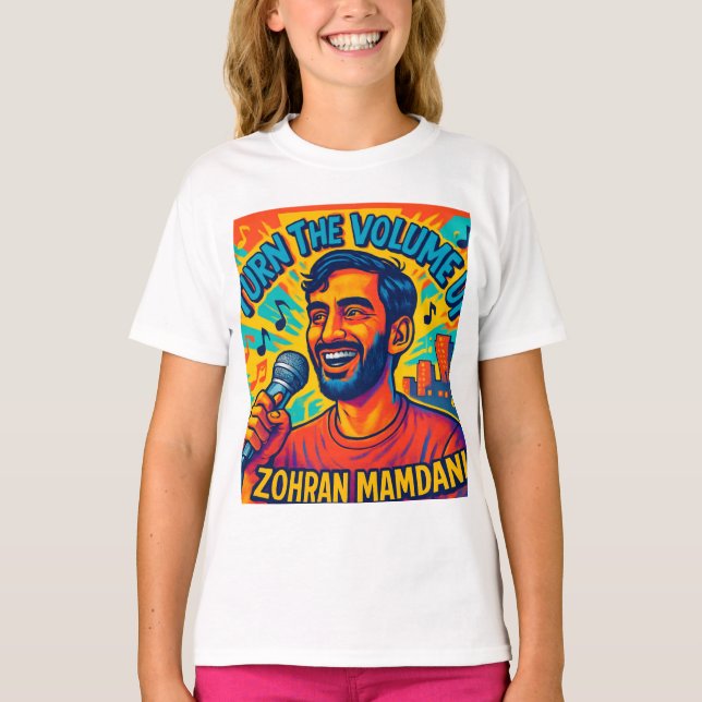Camiseta Aumente o Volume Zohran mamdani  (Frente)