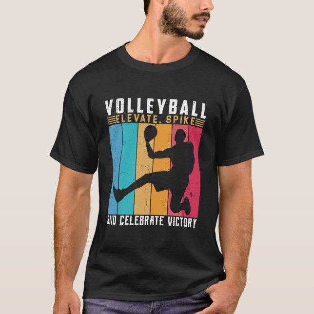 Camiseta Aumento do nível de voleibol e vitória (Frente)
