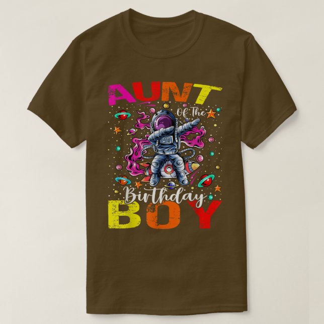 Camiseta Aunt Of The Birthday Boy Astronaut Boy Space Theme (Frente do Design)