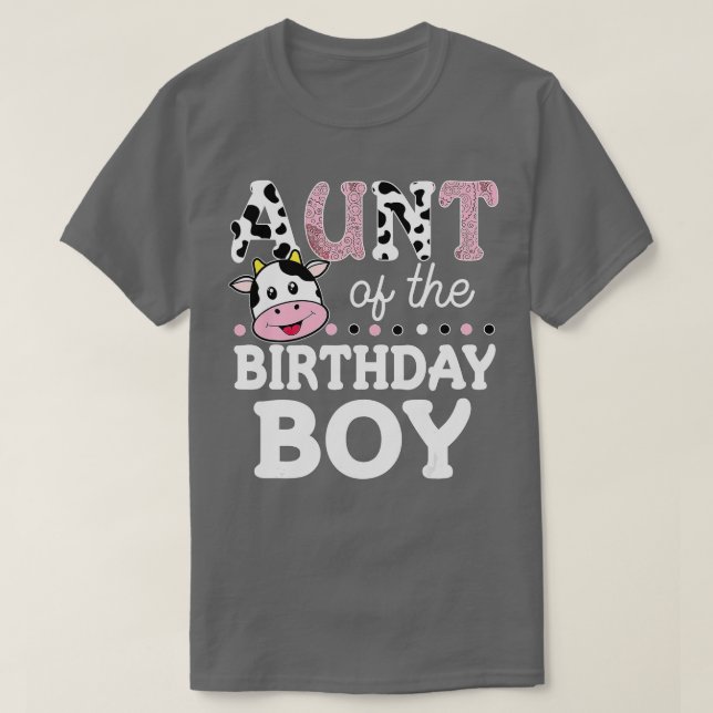 Camiseta Aunt of The Birthday Boy Shirt Farm Cow Mommy Mama (Frente do Design)