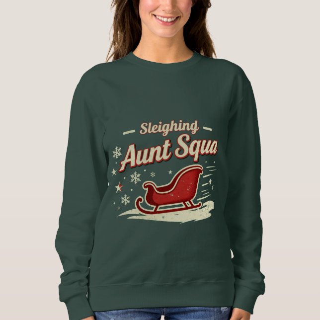 Camiseta Aunt Squad Sleighing It Christmas Shirt – Funny Ma (Frente)