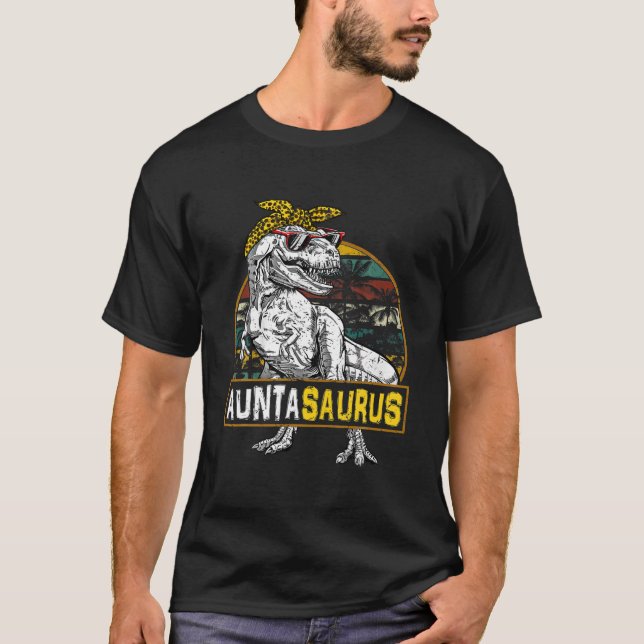 Camiseta Auntasaurus Leopard T Rex Dinossaur Aunta Saurus M (Frente)