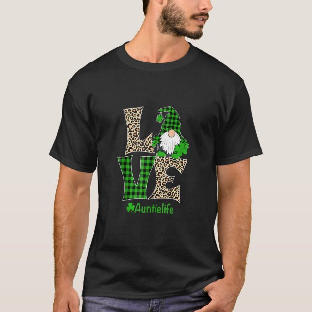 Camiseta Auntie Aunti Dia de São Patrício Gnomo Irlandês (Frente)