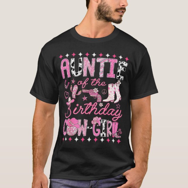 Camiseta Auntie Of The Birthday Cowgirl Nk Rodeo Western Di (Frente)