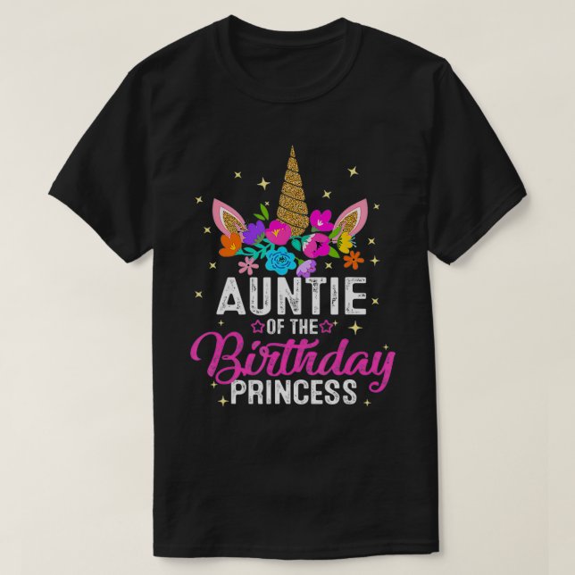 Camiseta Auntie Of The Birthday Princess Funny Unicorn Birt (Frente do Design)