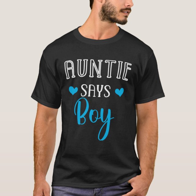 Camiseta Auntie says boy gender reveal party matching famil (Frente)
