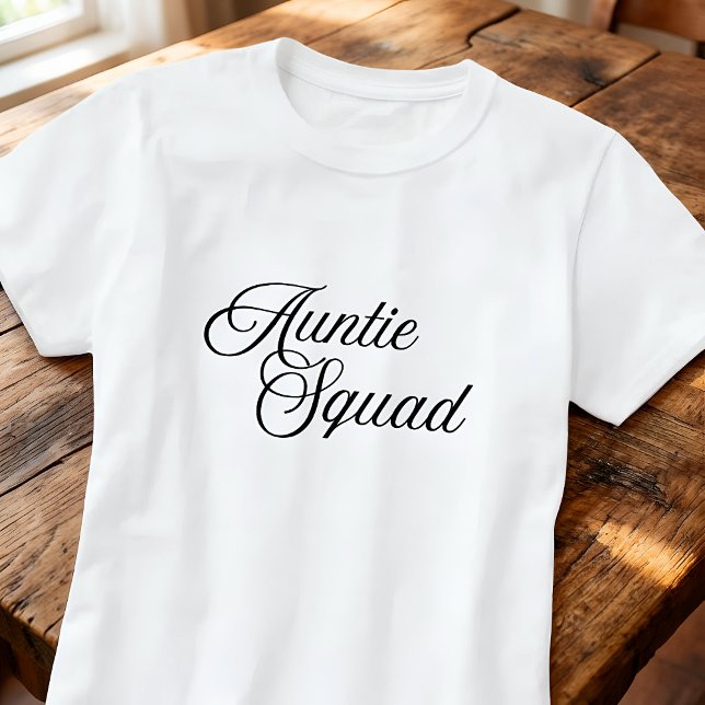 Camiseta Auntie Squad Simple Classic Script Typography (Criador carregado)