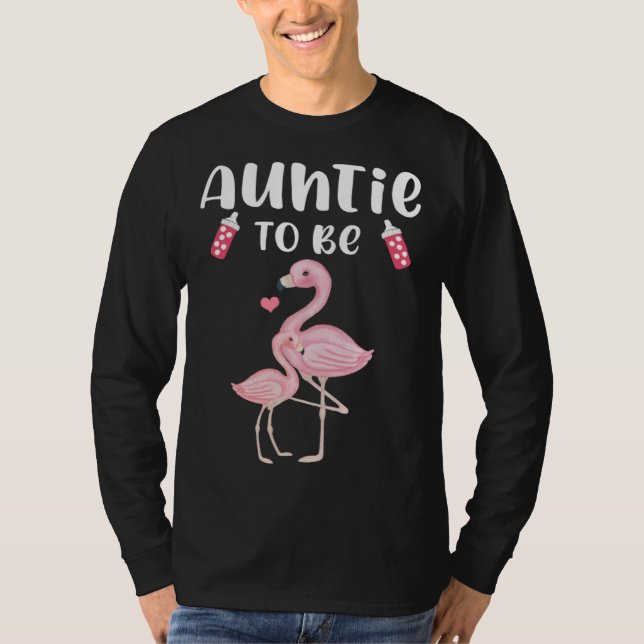 Camiseta Auntie To Be Flamingo Baby Shower For Girl (Frente)