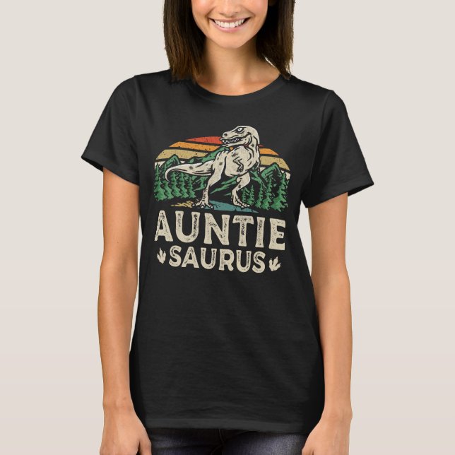 Camiseta Auntiesaurus Dinossaur T Rex Auntie Saurus Funny (Frente)