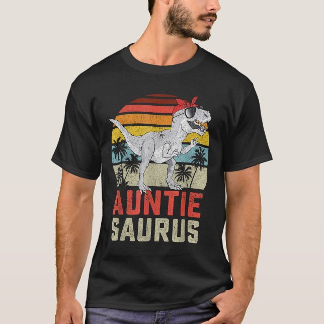 Camiseta Auntiesaurus T Rex Dinossaur Auntie Saurus Família (Frente)