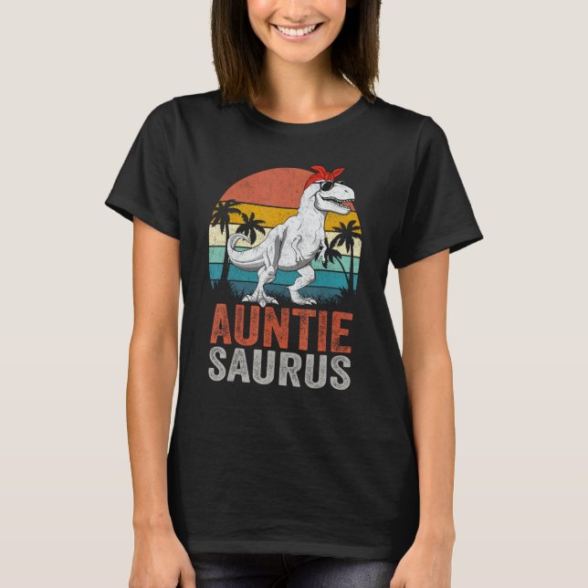 Camiseta Auntiesaurus T Rex Dinossaur Auntie Saurus Família (Frente)