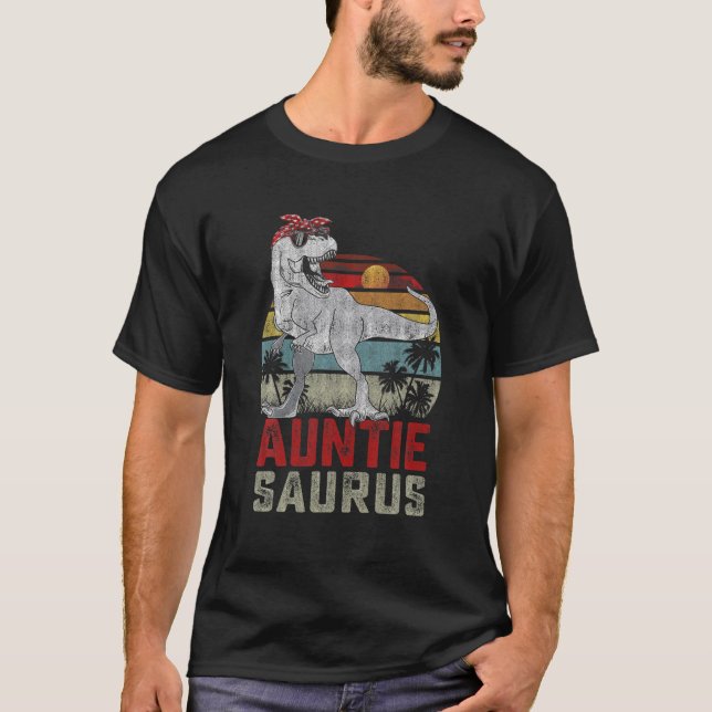 Camiseta Auntiesaurus T Rex Dinossaur Tia Saurus Mães (Frente)