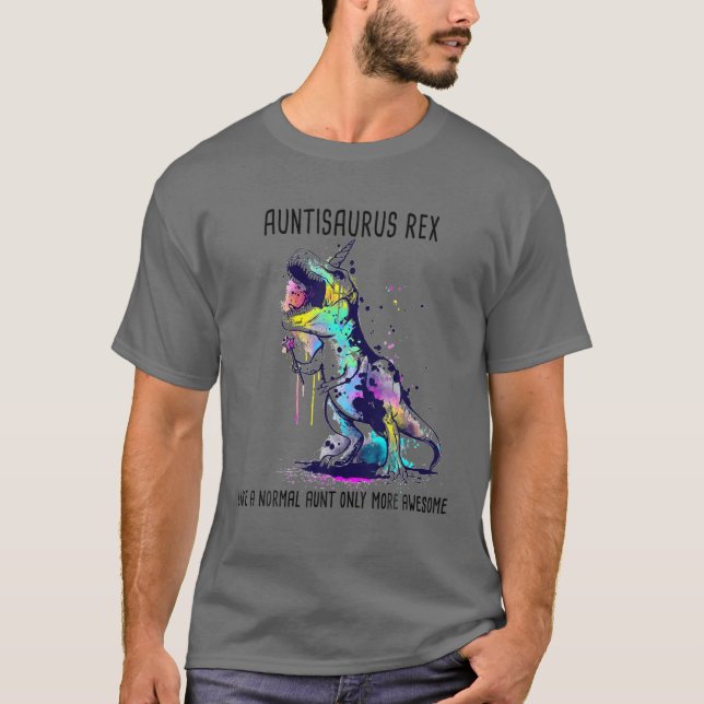 Camiseta Auntisaurus Rex Como uma tia normal só mais aweso (Frente)