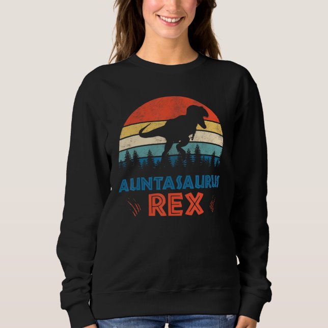 Camiseta Auntsaurus T Rex Dinossaur Tia Saurus Matriz Famil (Frente)