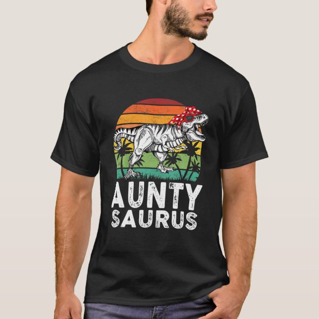 Camiseta Auntysaurus Funny T Rex Dinosaur Aunty Saurus Fami (Frente)
