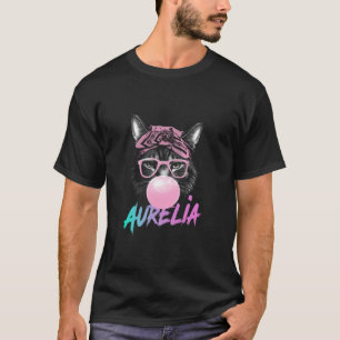 Camiseta AURELIA Nome de menina adorável com gato fofo
