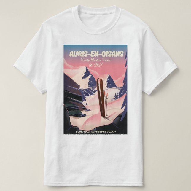 Camiseta AURIS-EN-OISANS França ski poster (Frente do Design)