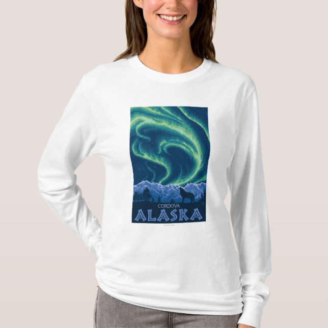 Camiseta Aurora boreal - Cordova, Alaska (Frente)