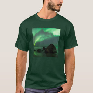 Camiseta Aurora Borealis Lofoten Beach Norway
