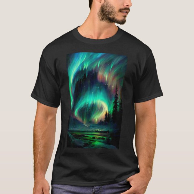Camiseta Aurora Borealis/ Presente das Luzes do Norte (Frente)