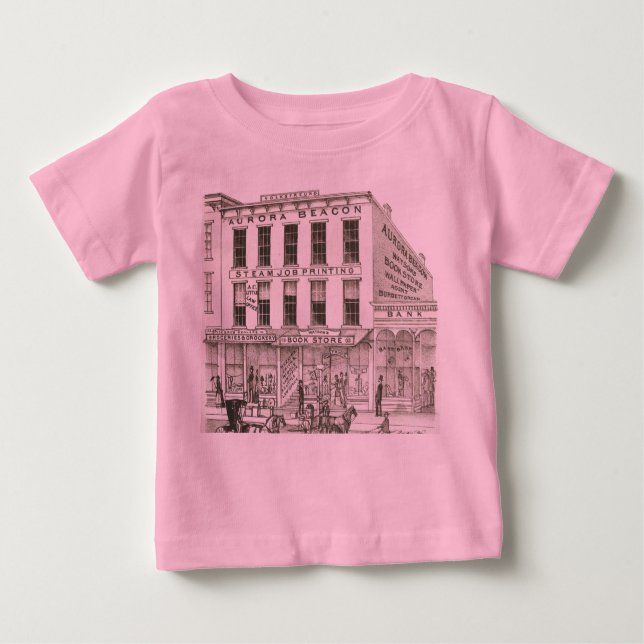 Camiseta Aurora Illinois Aurora Beacon News 1871 Stone Lith (Frente)